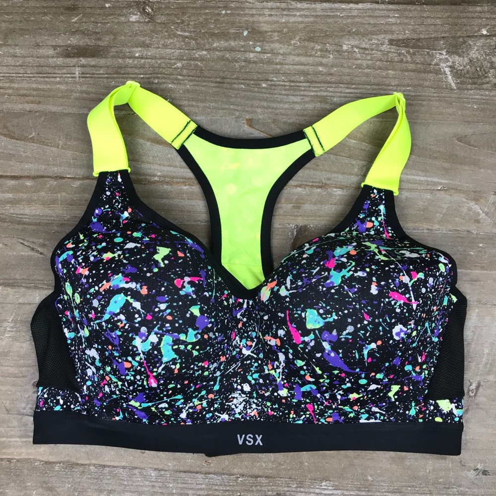 VSX Paint splatter print sports bra  size 34D